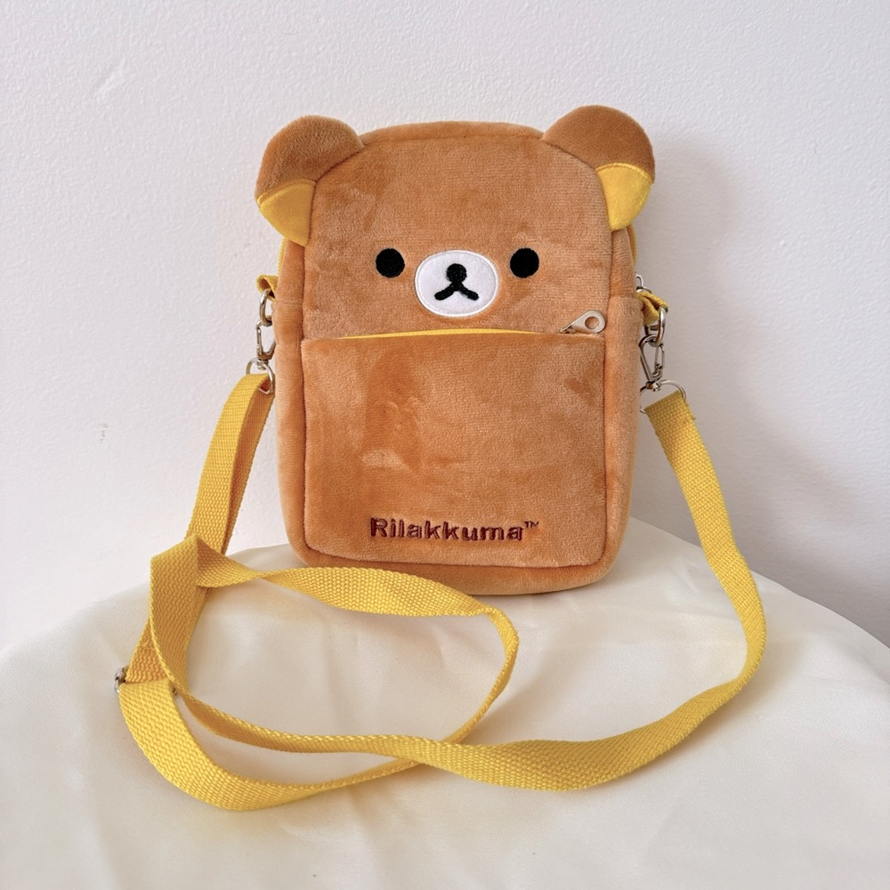 Fuzzy Rilakkuma shoulder bag with embroidered details